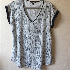 Express V-Neck Silky Rolled Sleeve Blouse