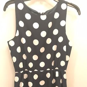 J. Crew Navy & White Polka Dot Polyester Dress