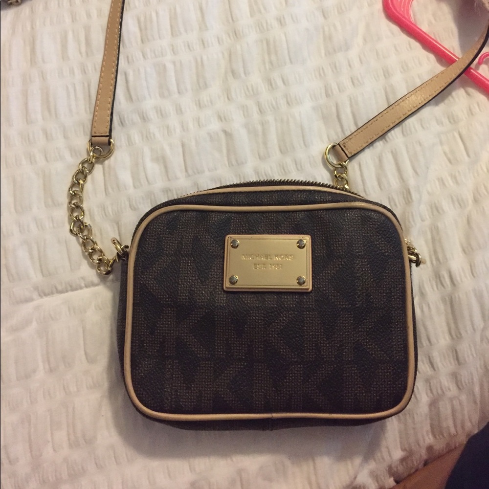 Authentic MK brown and tan cross body