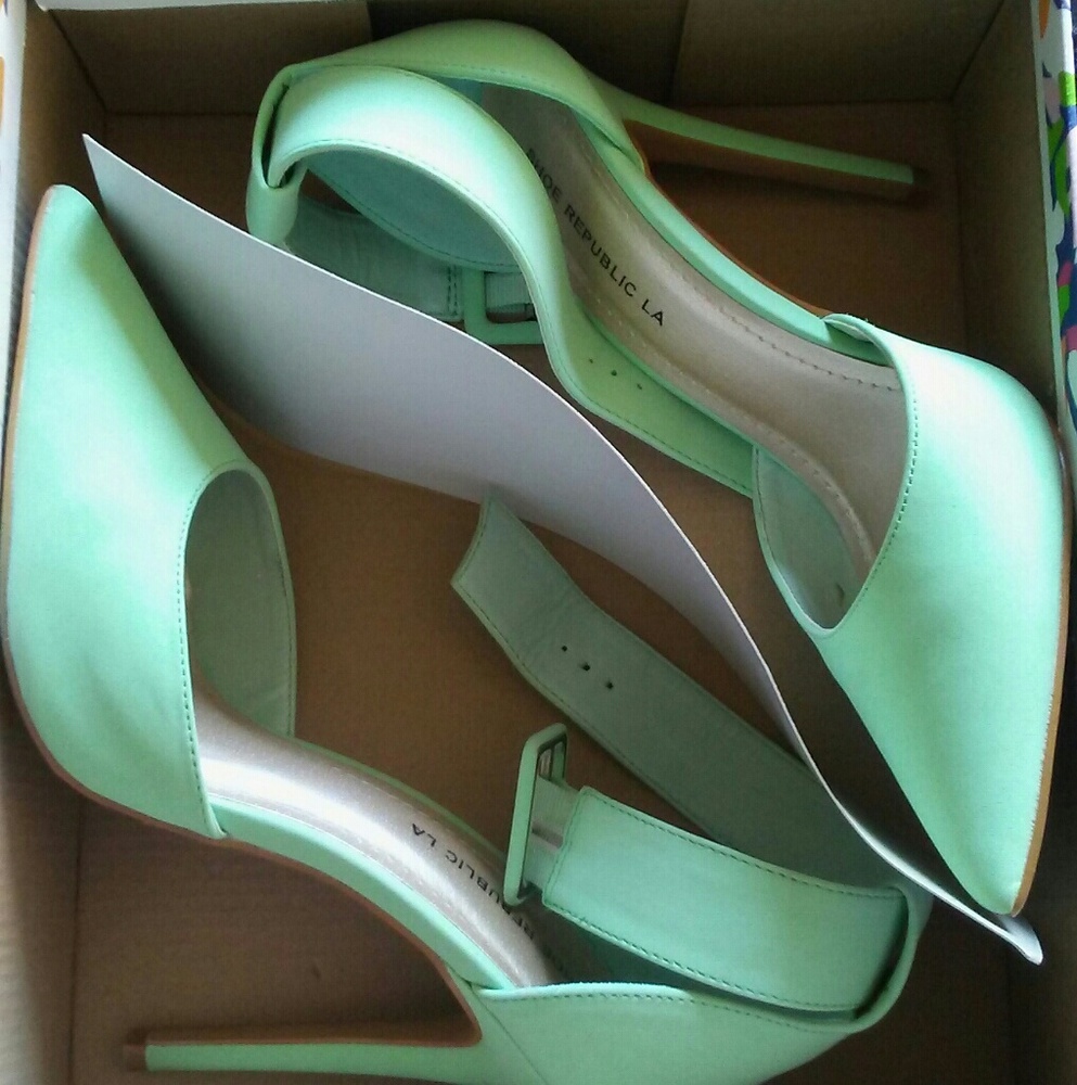 Mint ankle strap heels