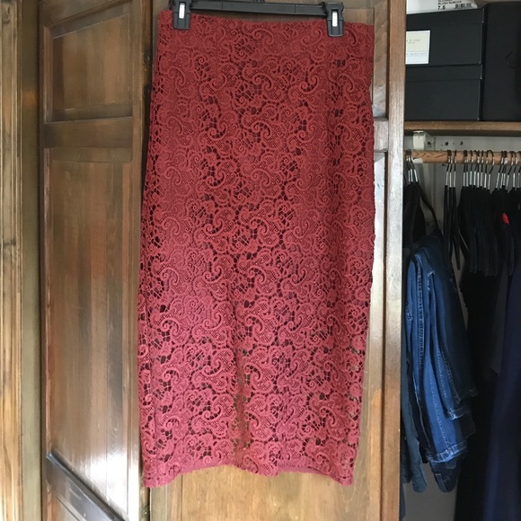 Zara Lace Detail Pencil Skirt Side Zipper - Picture 1 of 5