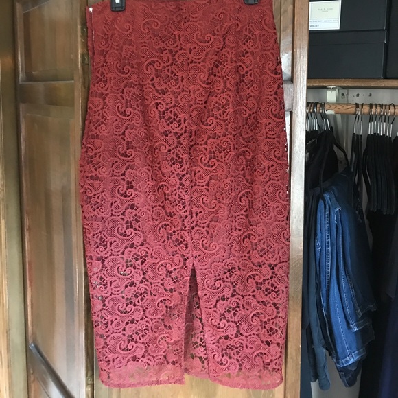 Zara Lace Detail Pencil Skirt Side Zipper - Picture 5 of 5