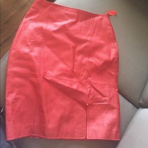 Red leather skirt(make offer)