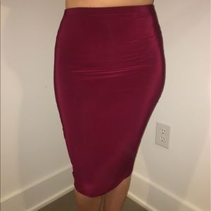 Red wine pencil skirt