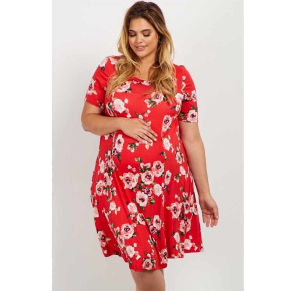 Red Floral Shift Dress