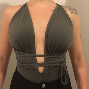 Olive green body suit