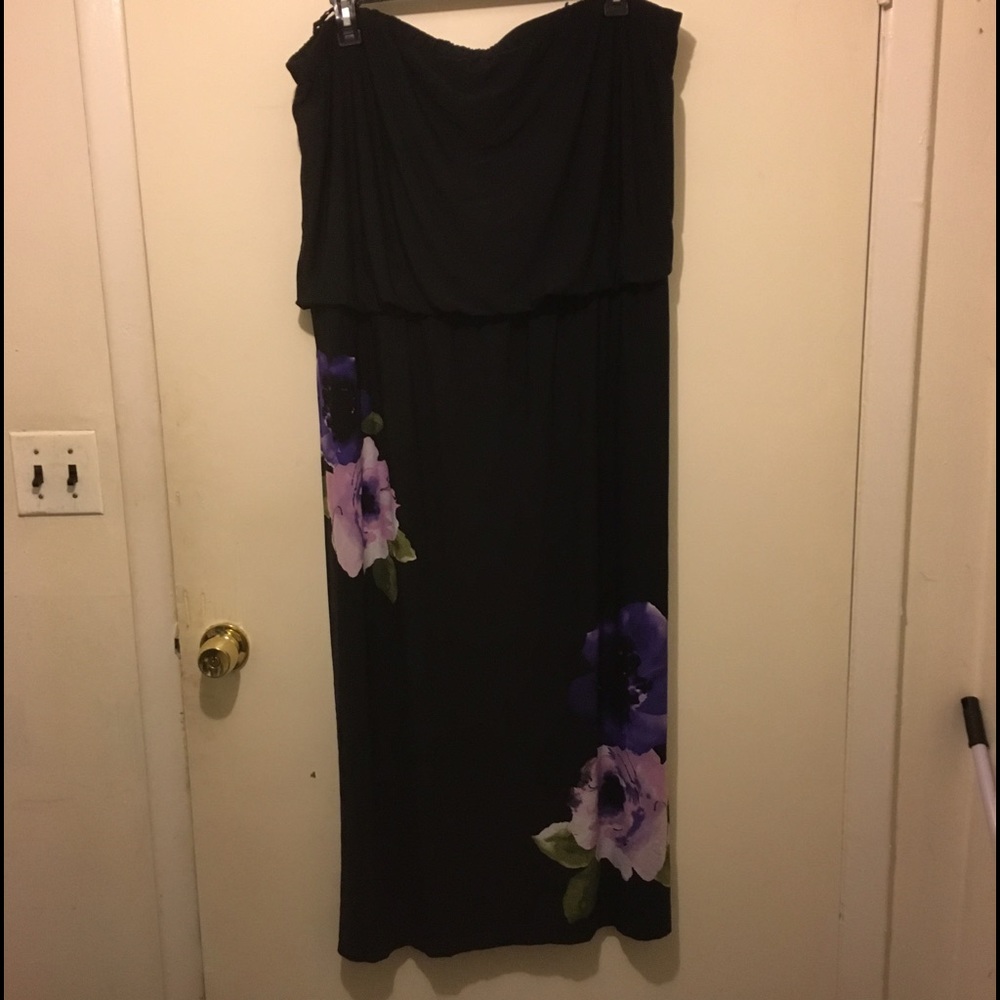 Plus Size Lane Bryant Black Floral Maxi Dress