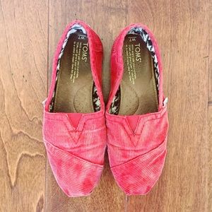 Red Corduroy Toms, Size 7