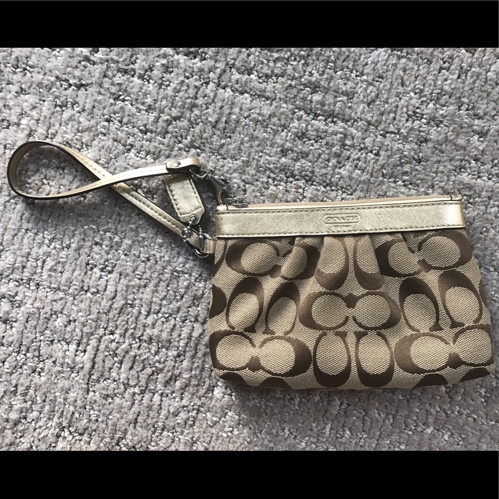 Gold Classic Coach Wristlet