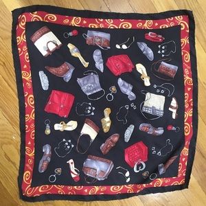 VINTAGE BLACK SCARF/BANDANA W/ CUTE PRINT