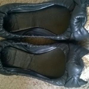Tory Burch black flats with front gold cap
