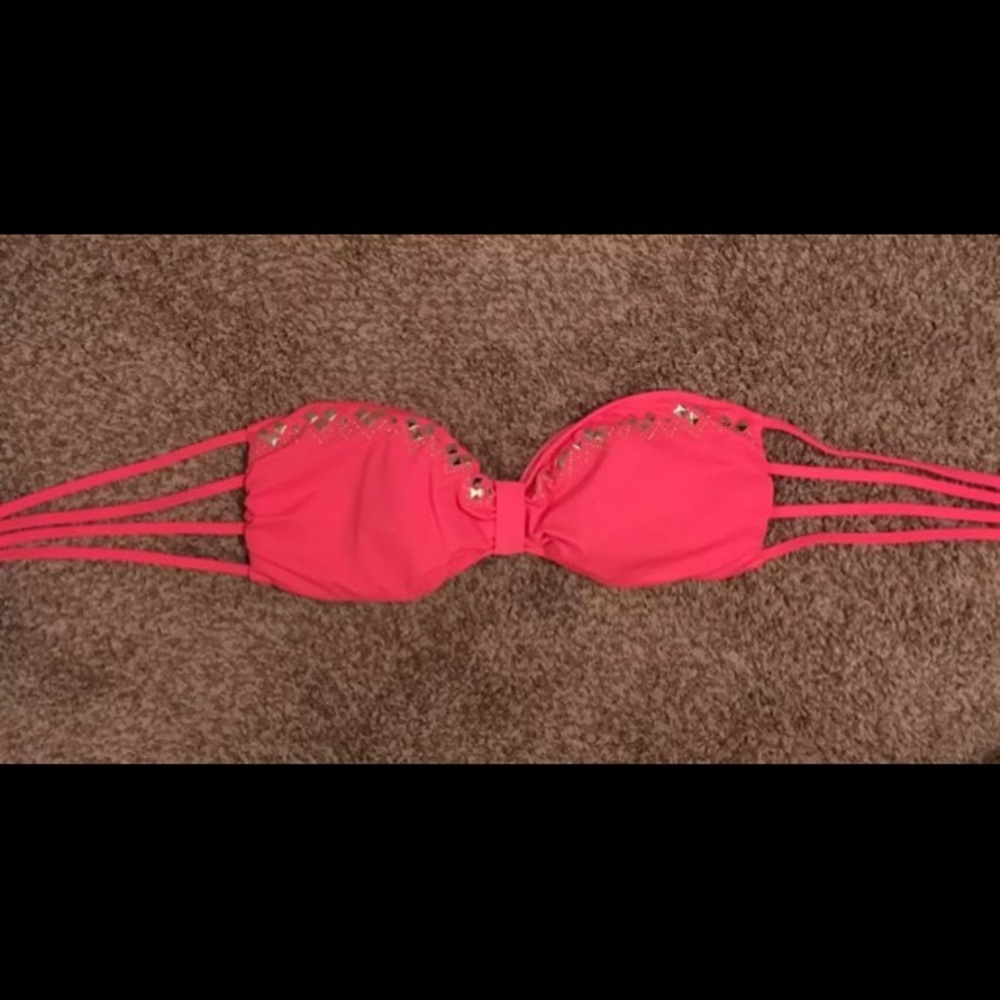 Hot pink studded bandeau swim top by VS Pink
