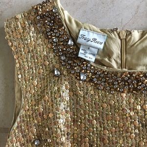 EUC Tracy Reese gold beaded party dress
