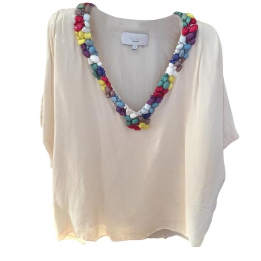 ADAM by Adam Lippes 100% Silk Stone Top