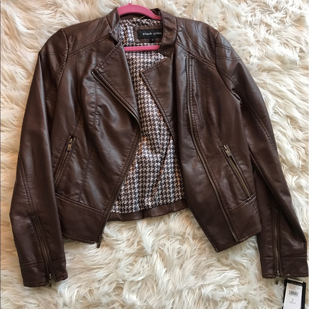 Brand New Brown Leather Jacket NWT