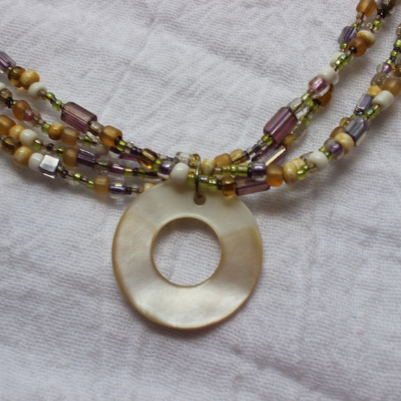 Necklace & Bracelet - White-Beige-Lavendar-Green - Picture 2 of 7