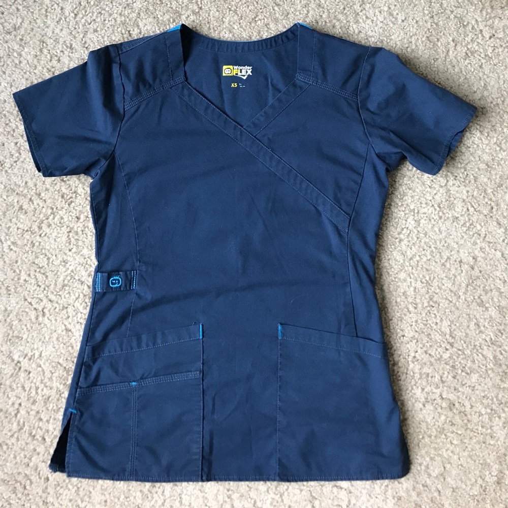 Size XS navy blue scrub top
