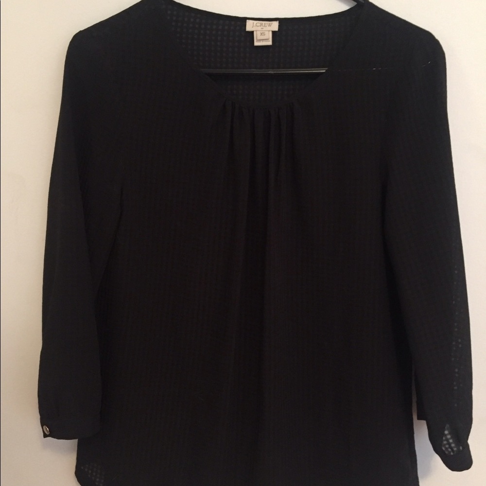 J.Crew Black Scoopneck 3/4 Sleeve Blouse