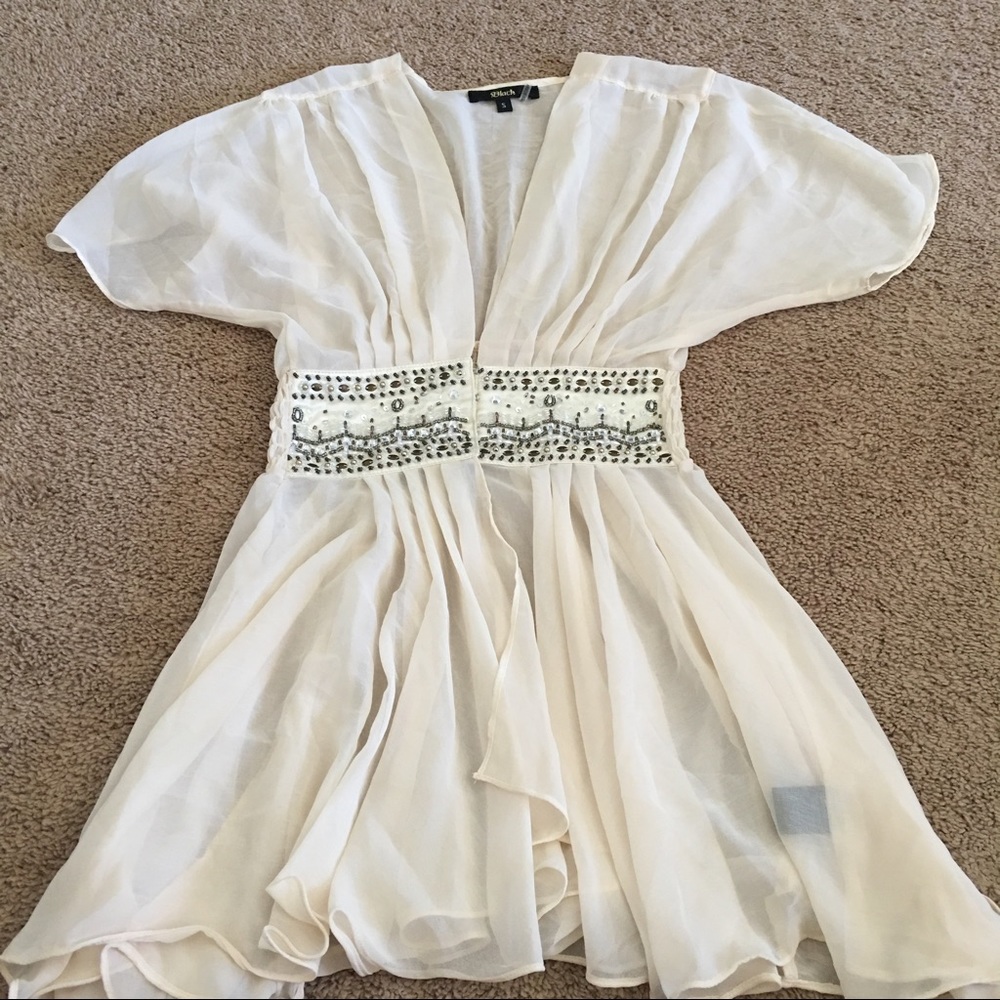 Buckle Beaded Cream Top