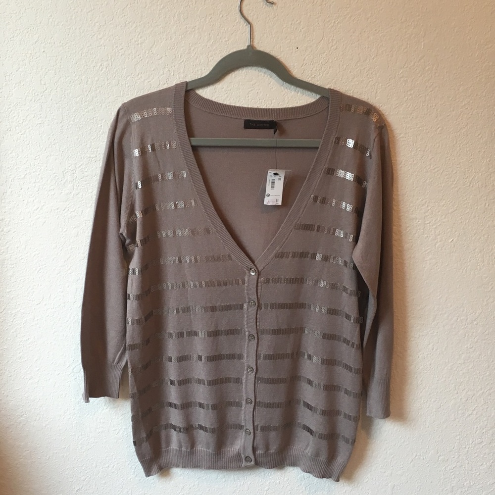 The Limited, Tan sequined sweater