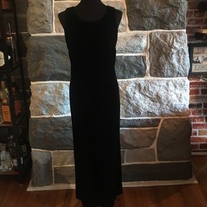 Velvety simply classic black full length gown