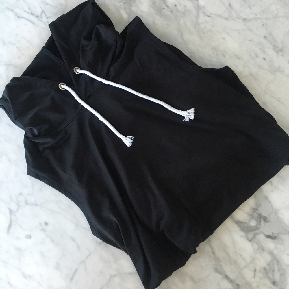 ❣Back in! "Kendall" Black Polyester Hoodie Dress - Picture 3 of 4