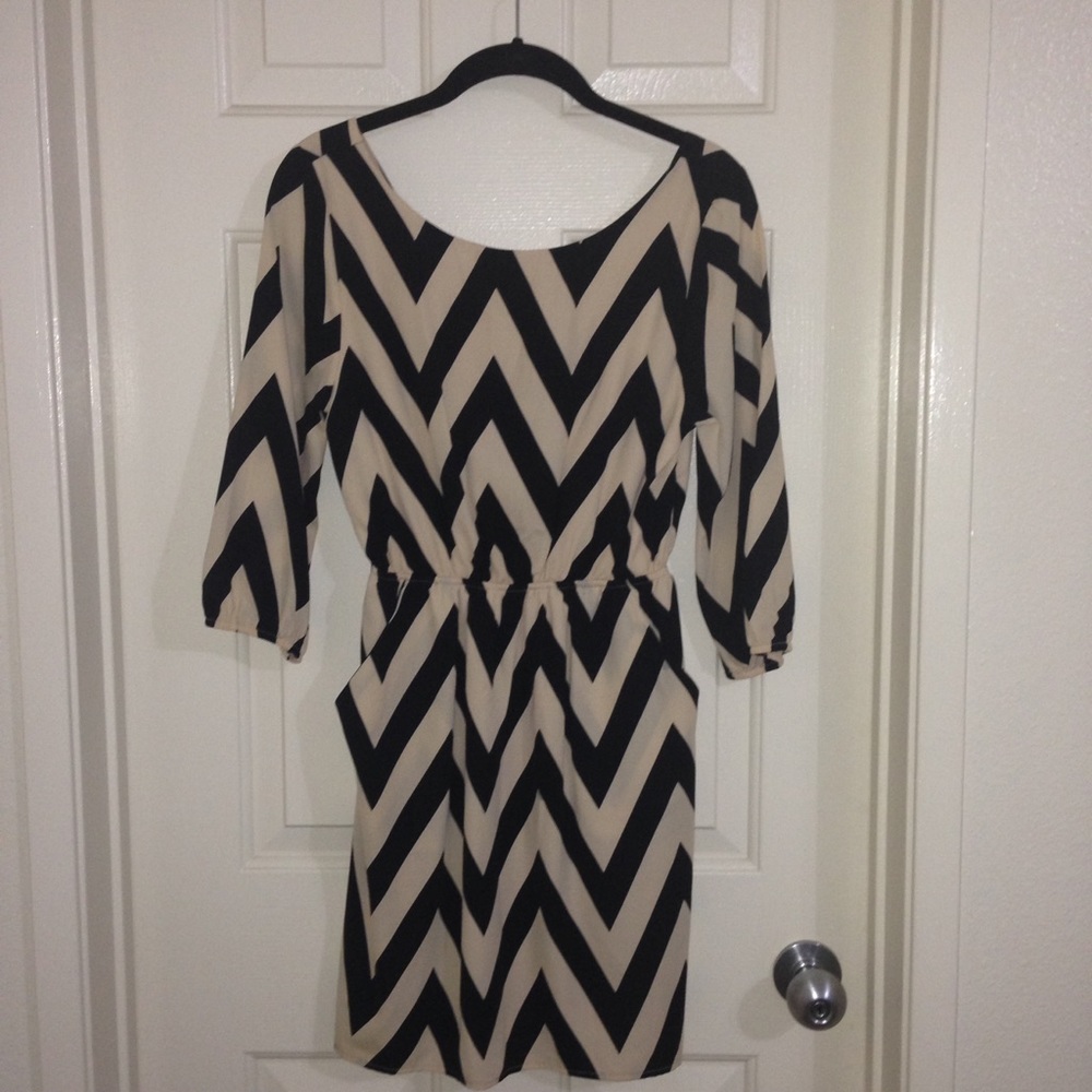 Every boutique black and white chevron dress