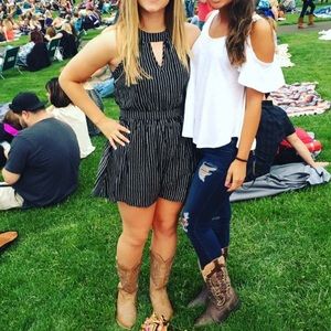 Francesca's black with white striped romper