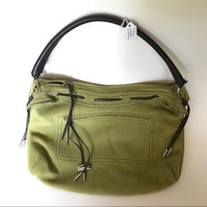 Lacoste green suede purse- Vintage lovingly used.