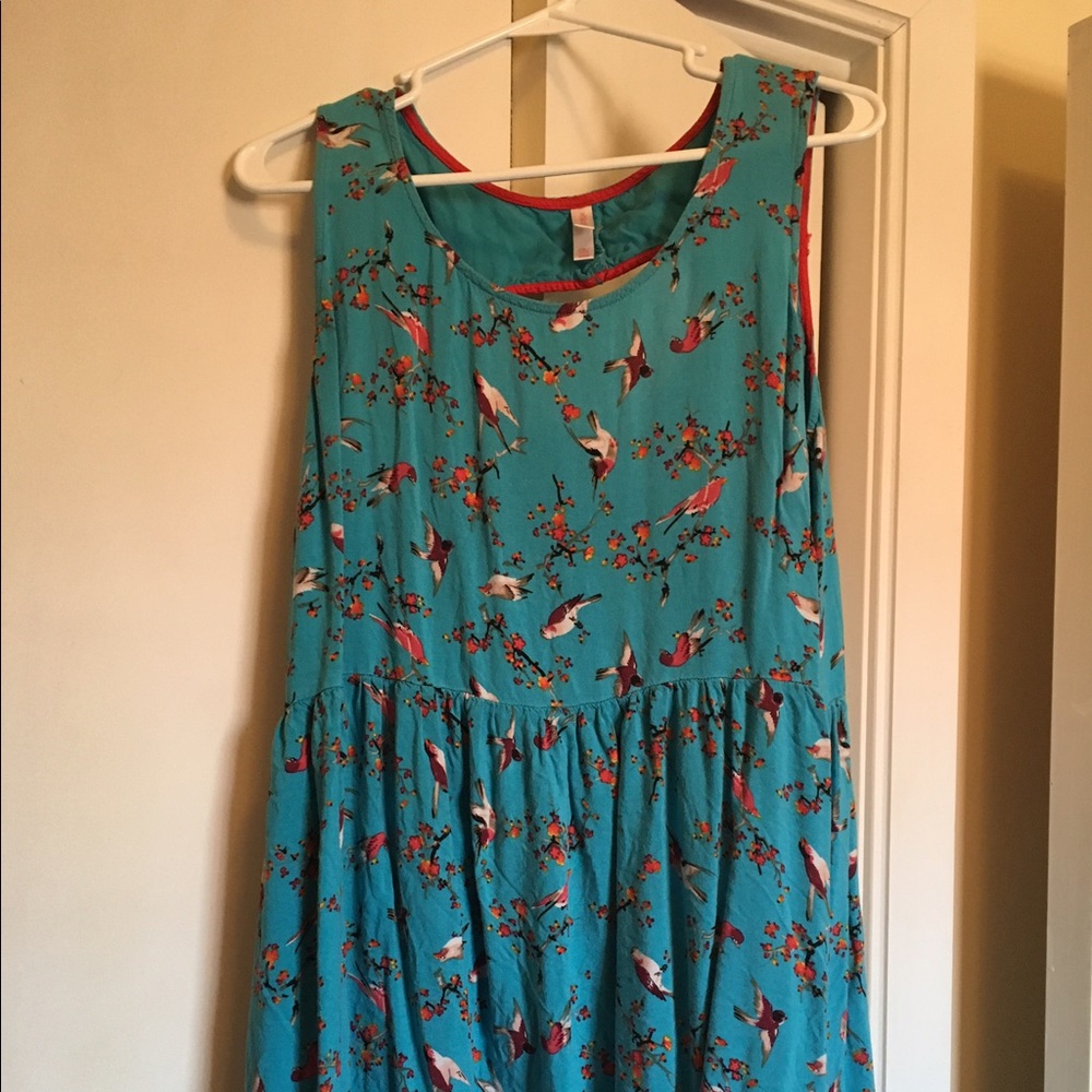 Blue and Red Bird Dress XXL