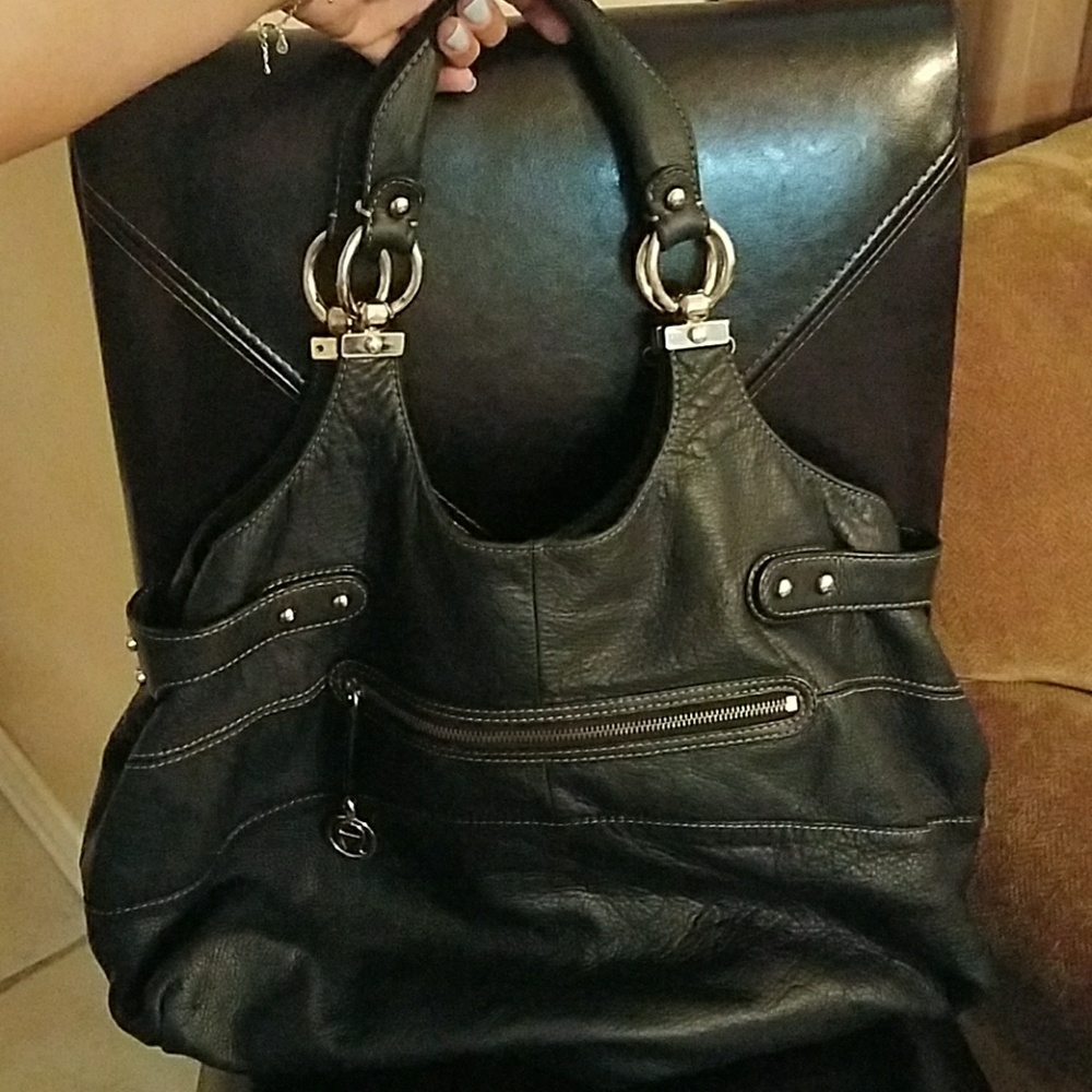 Black Leather Shoulder Purse