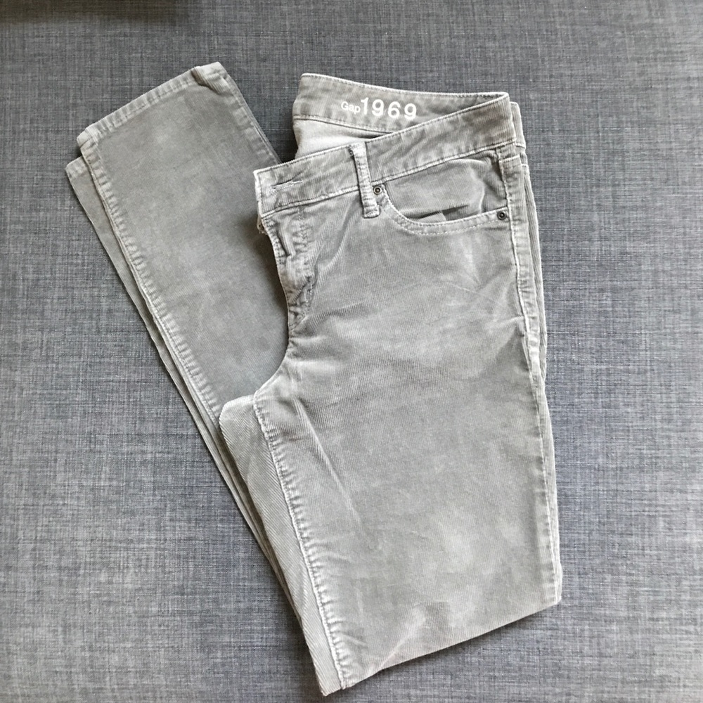 Gap gray, Always Skinny, mid rise corduroy pants