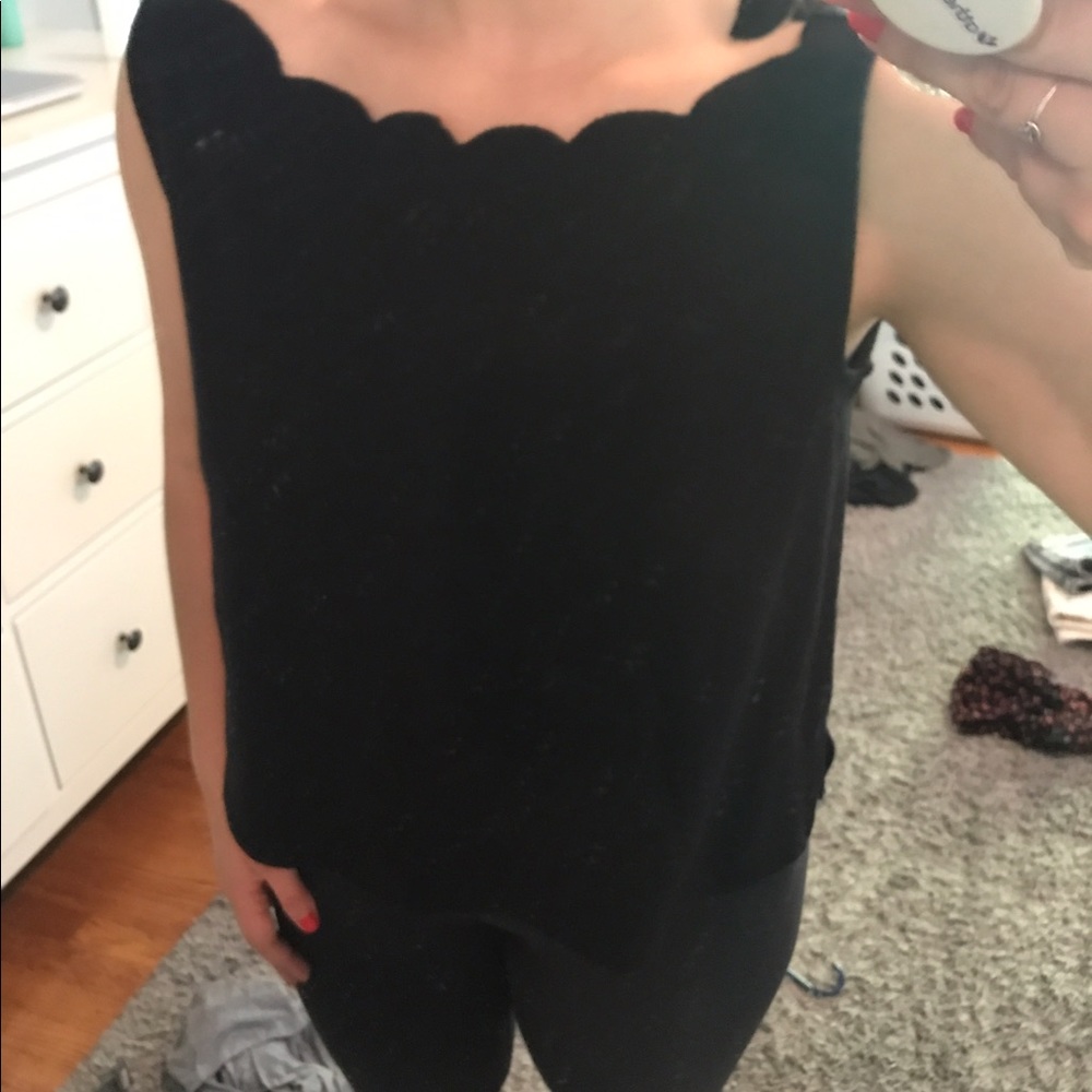 Eri + Ali Scalloped Black tank top