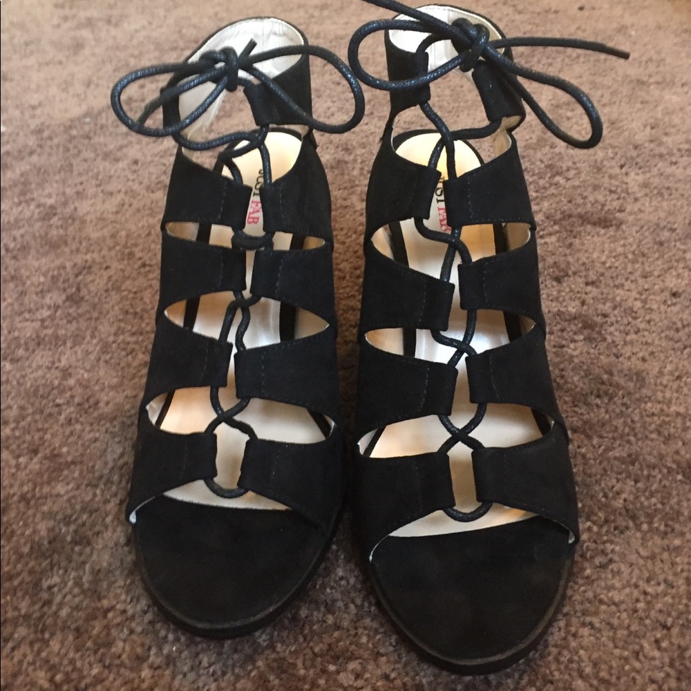 Justfab heeled lace up sandals