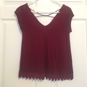 Burgundy Lace Top