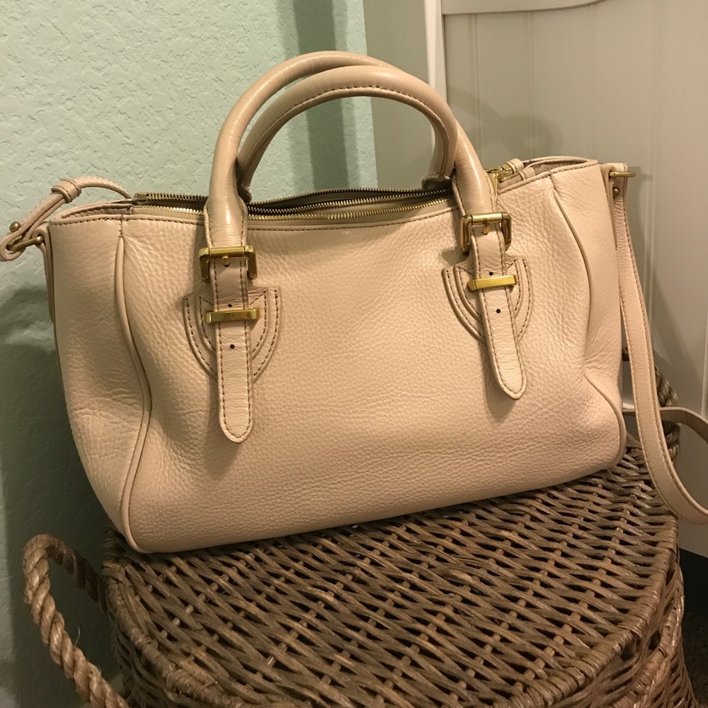 Cream Leather J. Crew Handbag
