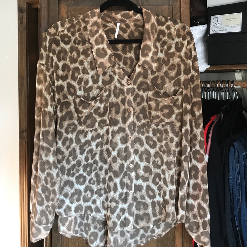 Free People Cheetah Blouse