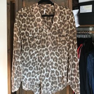 Free People Cheetah Blouse