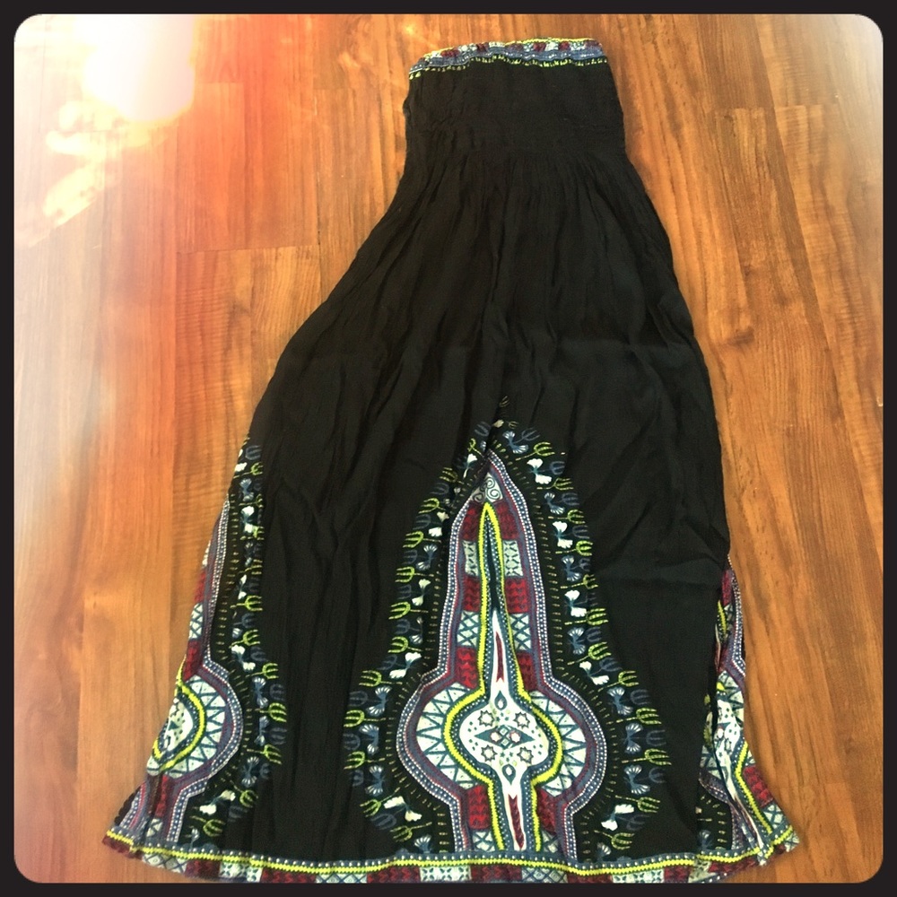 Black Maxi Dress OR skirt with African Textile