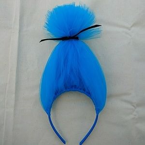 Trolls headband, blue with black bow