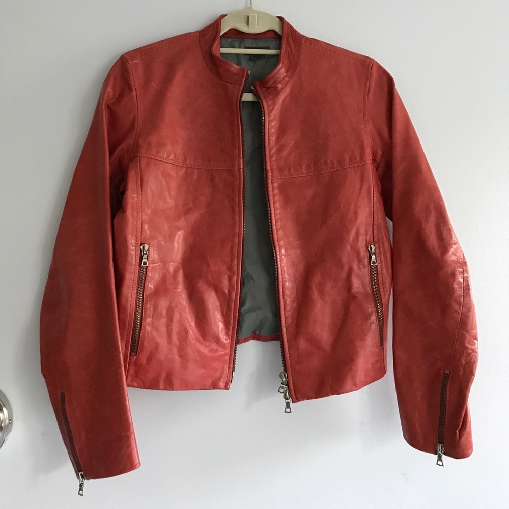 MO851 Red Orange Genuine Leather Jacket