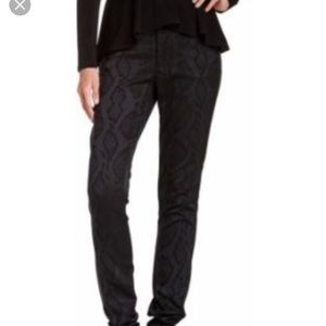 Alice & Olivia Black Snakeskin Skinny Pants