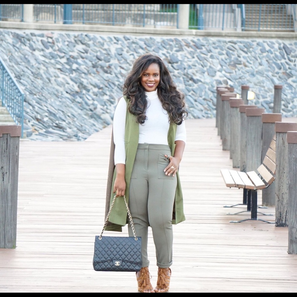 Olive green  long line military cape