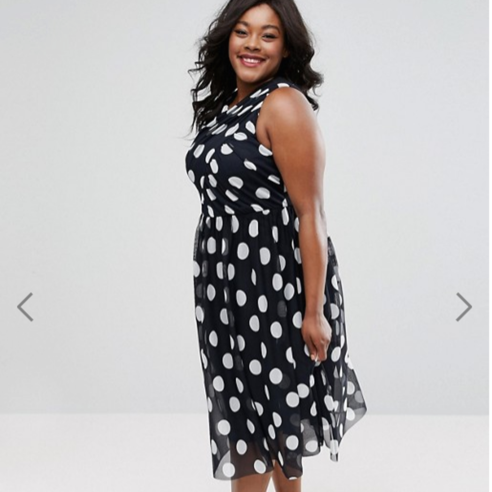 ASOS CURVE Spot Mesh Midi Dress