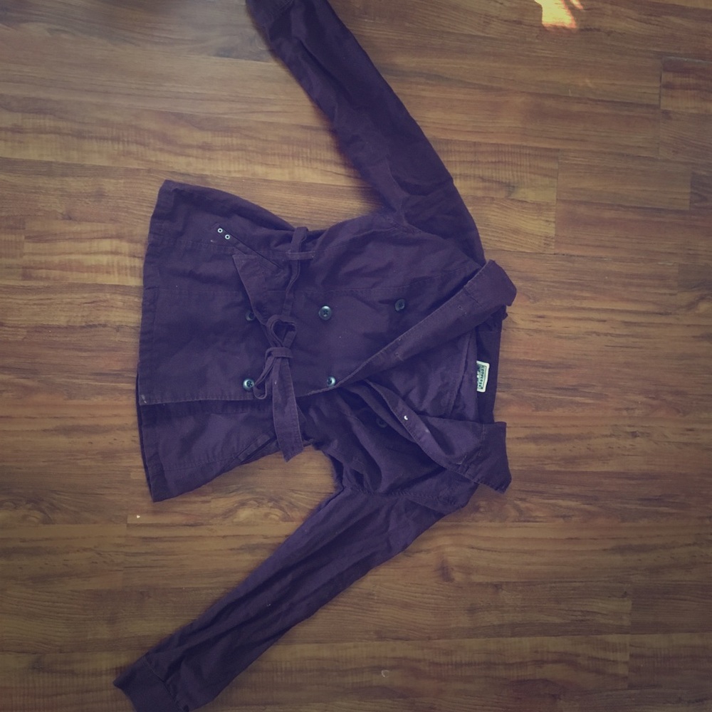 Plum Canvas Jacket with Over-sized hood