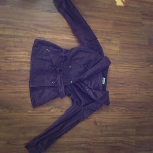 Plum Canvas Jacket with Over-sized hood