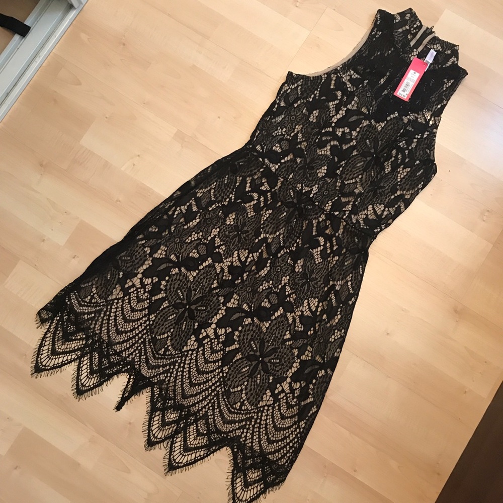 Xhilaration Black High Neck Lace Body Con Dress
