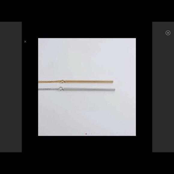 Silver plated bar necklace longer length - Picture 5 of 6