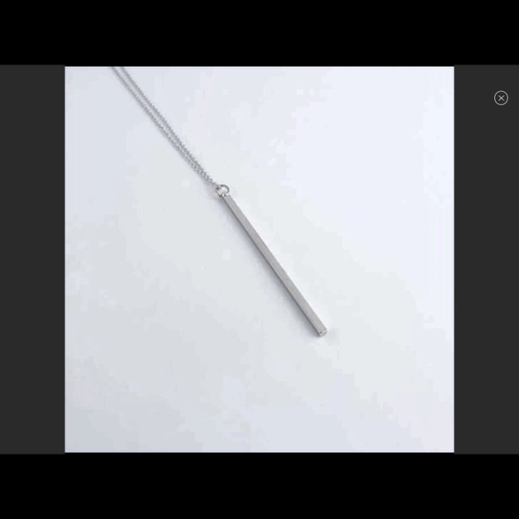 Silver plated bar necklace longer length - Picture 6 of 6