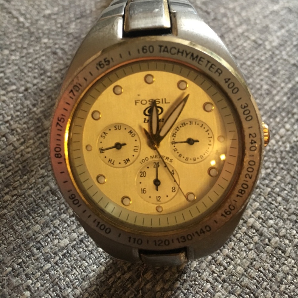 Fossil Blue Calendar Tachymeter Mens Watch